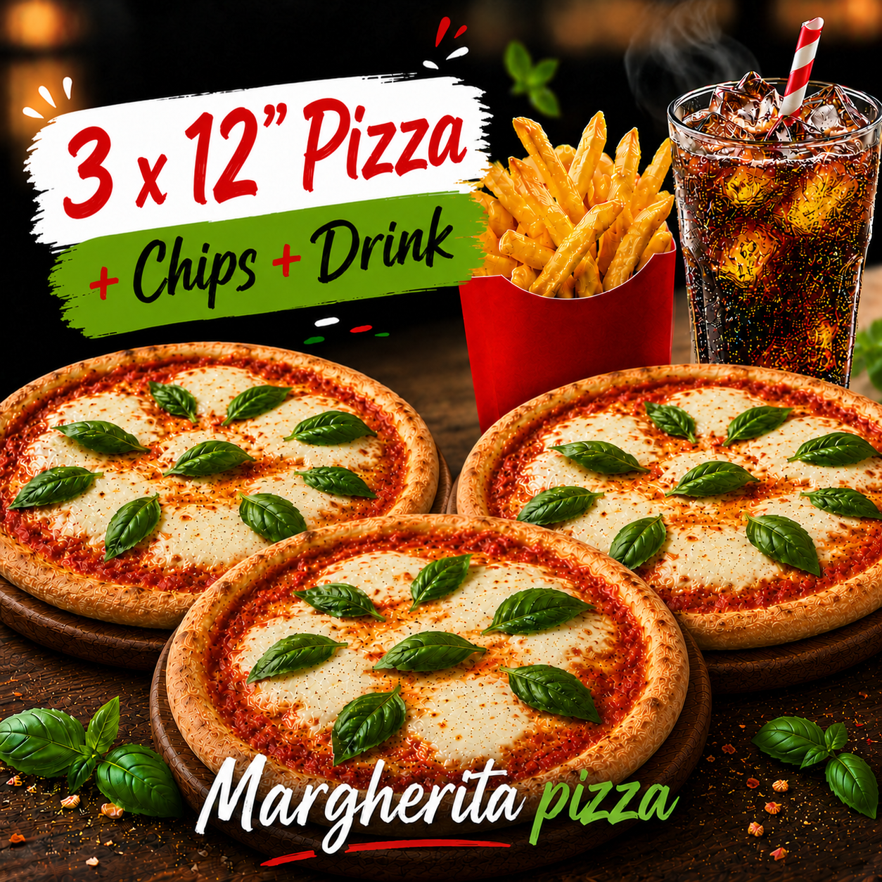 Family Deal — 3× 12" Pizza + Chips